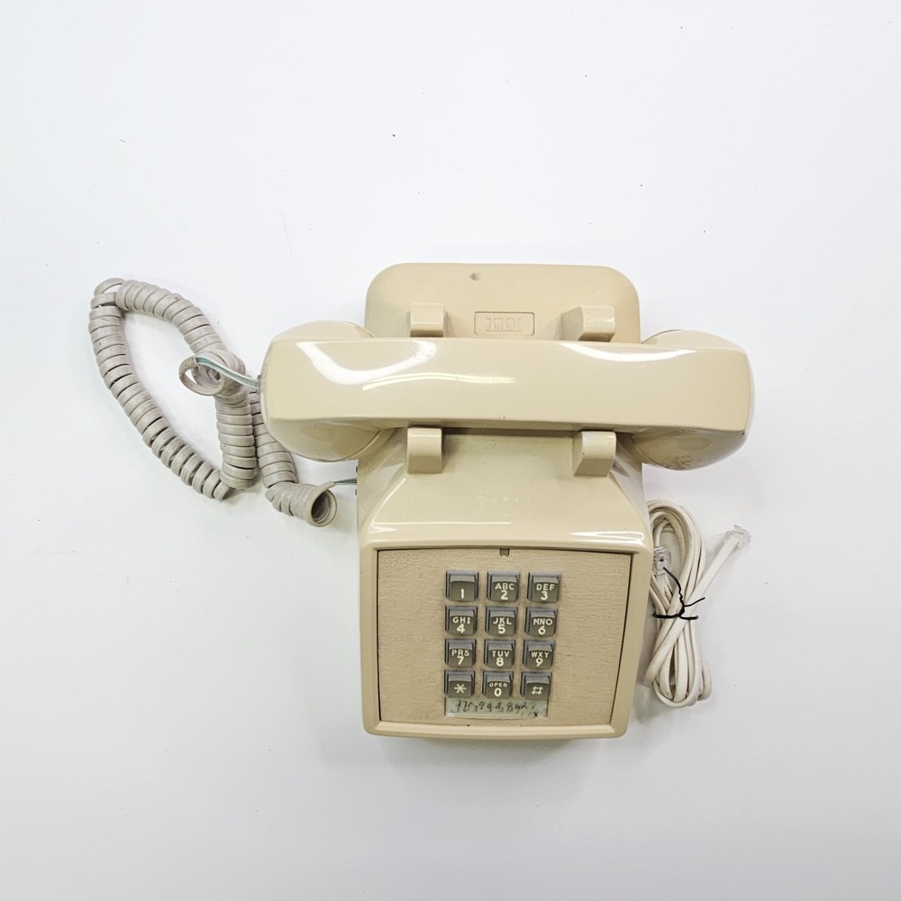 Vtg ITT Beige desk phone Push Button Telephone USA
